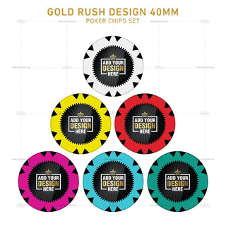 Customisable Poker Chips - Gold Rush, Clay, 40mm, 14g - Acesfull QA