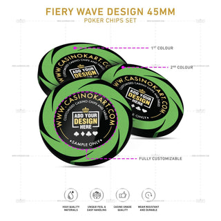 Customisable Poker Chips- Fiery Wave, Clay, 45mm, 18g - Acesfull QA