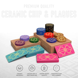 Quadragon Poker Chipset - 300/500 Pcs, 10/20 Plaques, Ceramic, 40mm, 10g - Acesfull QA