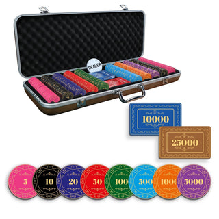 Rosette Poker Chipset - 300/500 Pcs, 10/20 Plaques, Ceramic, 40mm, 10g - Acesfull QA