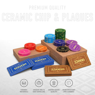 Rosette Poker Chipset - 300/500 Pcs, 10/20 Plaques, Ceramic, 40mm, 10g - Acesfull QA