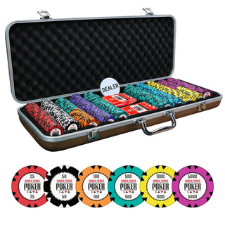 WSOP Series Poker Chipset - GR, 300/500 Pcs, Clay, 40mm, 14g - Acesfull QA