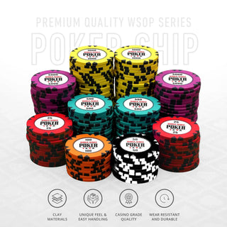 WSOP Series Poker Chipset - GR, 300/500 Pcs, Clay, 40mm, 14g - Acesfull QA